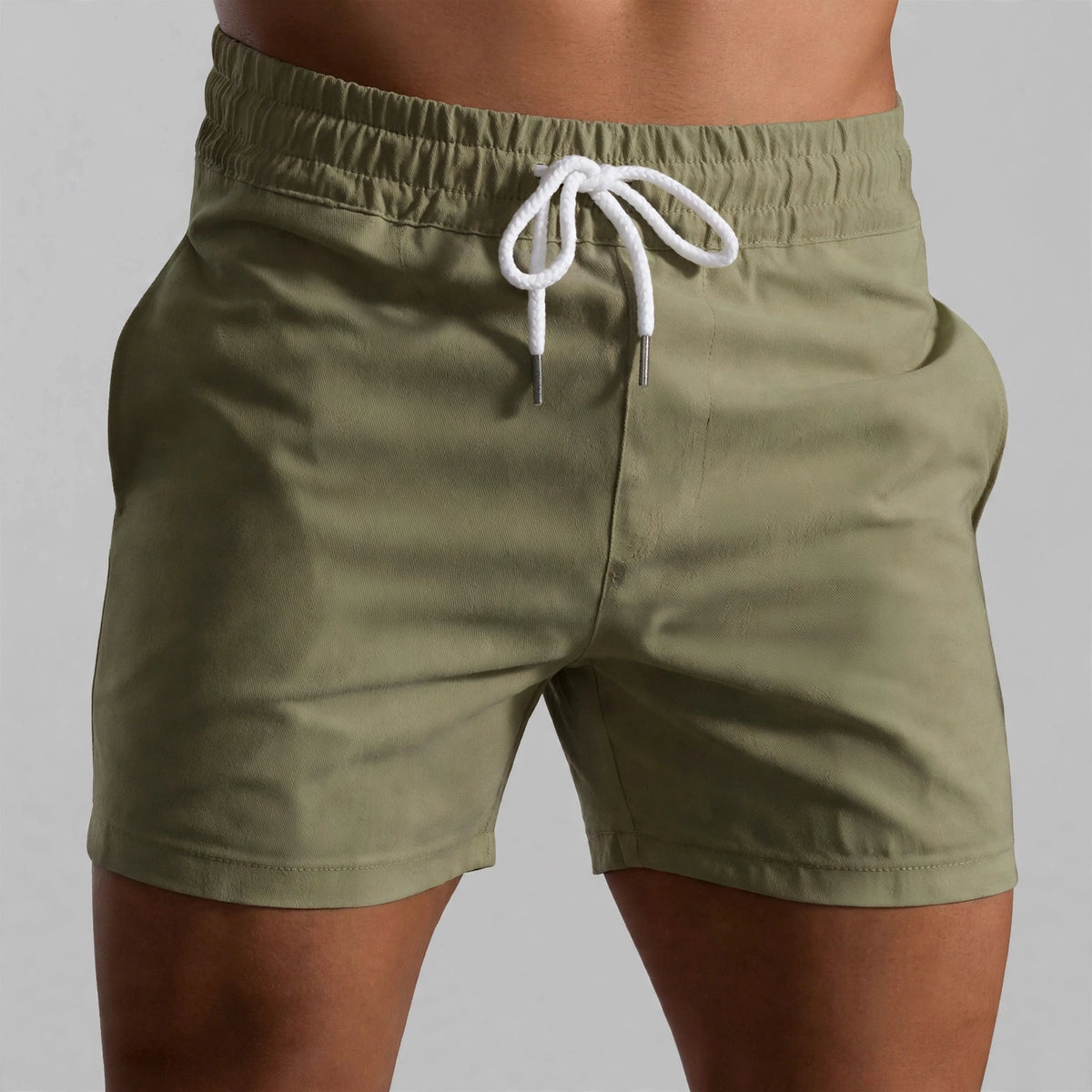 Men’s Olive Green Jogger Shorts – Quick Dry Skinny Fit
